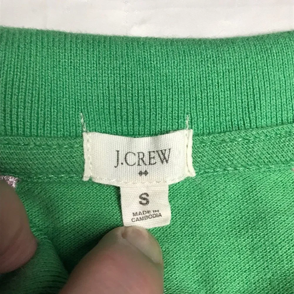 J. Crew S hippo embroidered polo green